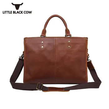 

Men Business Tote Bags Vintage 15.6inch Laptop Briefcases Portfolio Genuine Leather Shoulder Bag Male Crossbody Bags Handbag