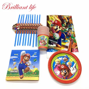 

Super Mario Theme 81pcs/lot Child Boy Girl Birthday Party Decorations Cartoon 20Cup 20Plate 20Straw 20Napkin 1Tablecloth Supply