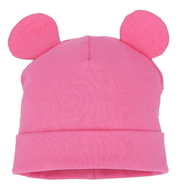Новая весенне-осенняя милая детская шляпа с ушками, хлопковая шапка, шарф для девочек, шапки для младенцев, вязаные шапки с надписью «I Love MaMa Kids» для мальчиков, зимняя детская шапка - Цвет: solid rose ear