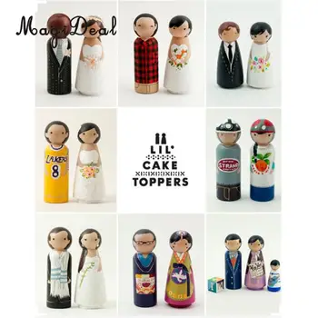 

60 Pieces Blank BRIDE&GROOM Wooden Peg Dolls Male Female Figure Wedding Cake Toppers DIY Craft