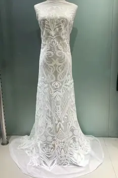 

Golden Shining Sequence Lace Fabric Sequins French Laces Fabrics High Quality Tulle French Nigerian Lace Applique Dress