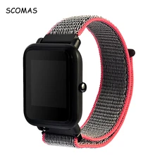 

SCOMAS Nylon Loop Band 20mm Replacement Strap for Huami Amazfit Bip Youth PACE Smart Watch Band Adjustable Strap Accessories