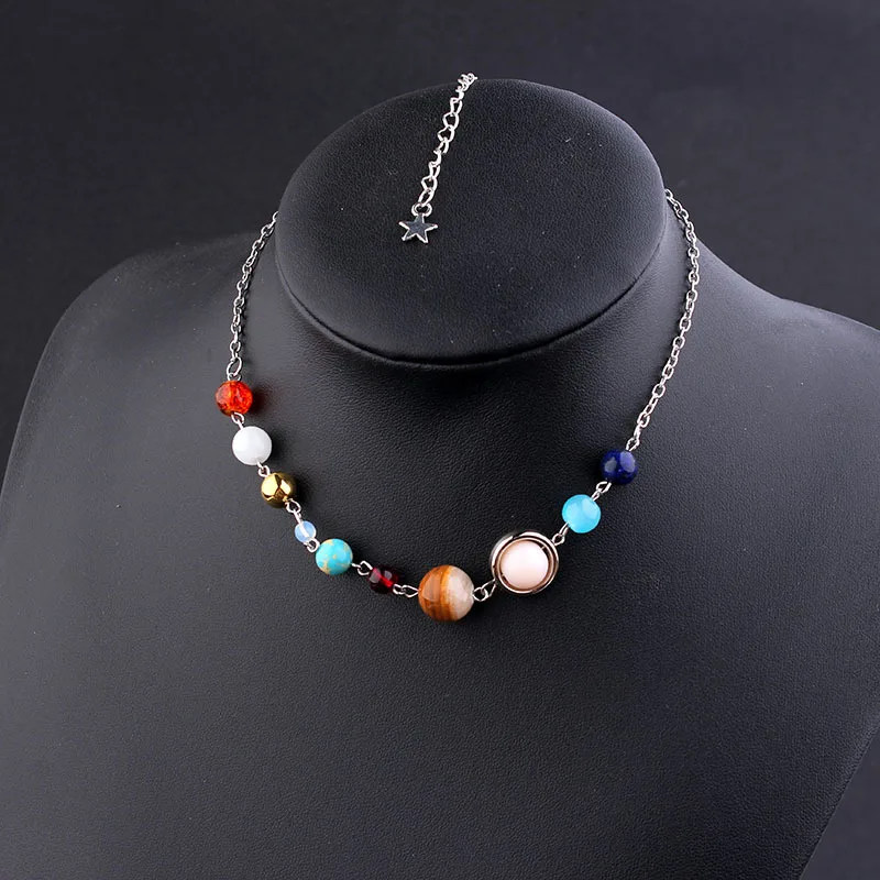 

BOEYCJR Universe planet galaxy Necklace Chain Handmade Vintage Jewelry Pendant Collar Necklaces for Women Christmas Gift