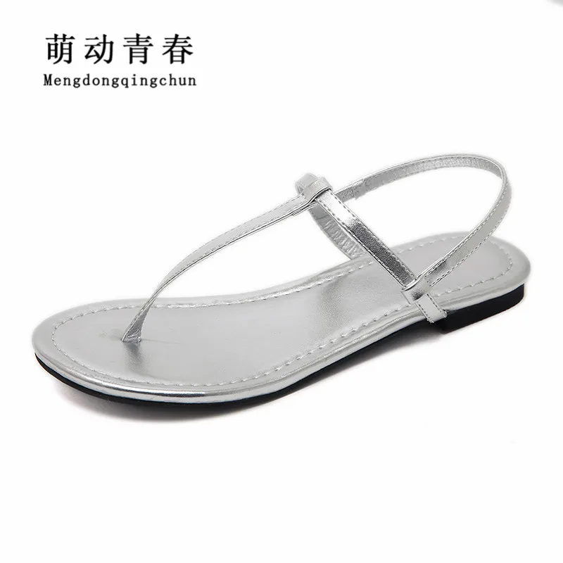 

Size 35-41 Fashion Women Flat Heels Sandals Summer Flip Flops Cut Out Beach Sandals Casual Slip on PU Leather Ladies Sandals