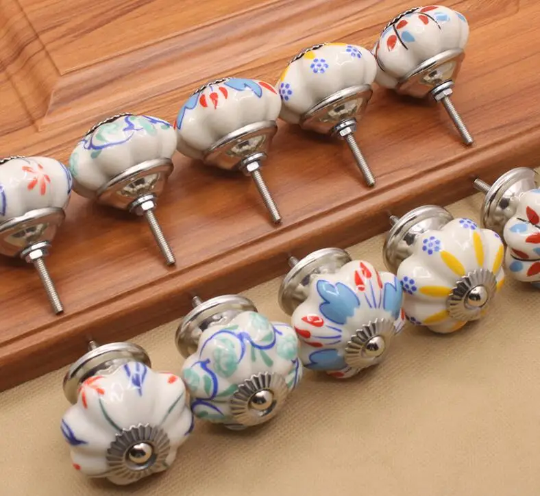 Vintage Handle & Knob Ceramic Knobs and Handles China Flower