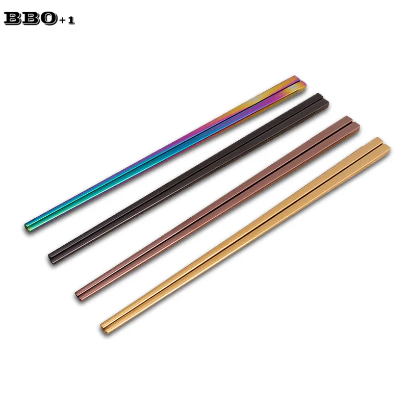 1 Pair Chinese Chopsticks Stainless Steel Reusable Chop Sticks Long