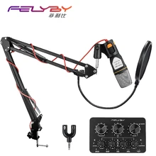 Hot! Professional Studio Condenser Microphone for Computer Laptop Phone recording Multi-function Sound Card mikrofon sets