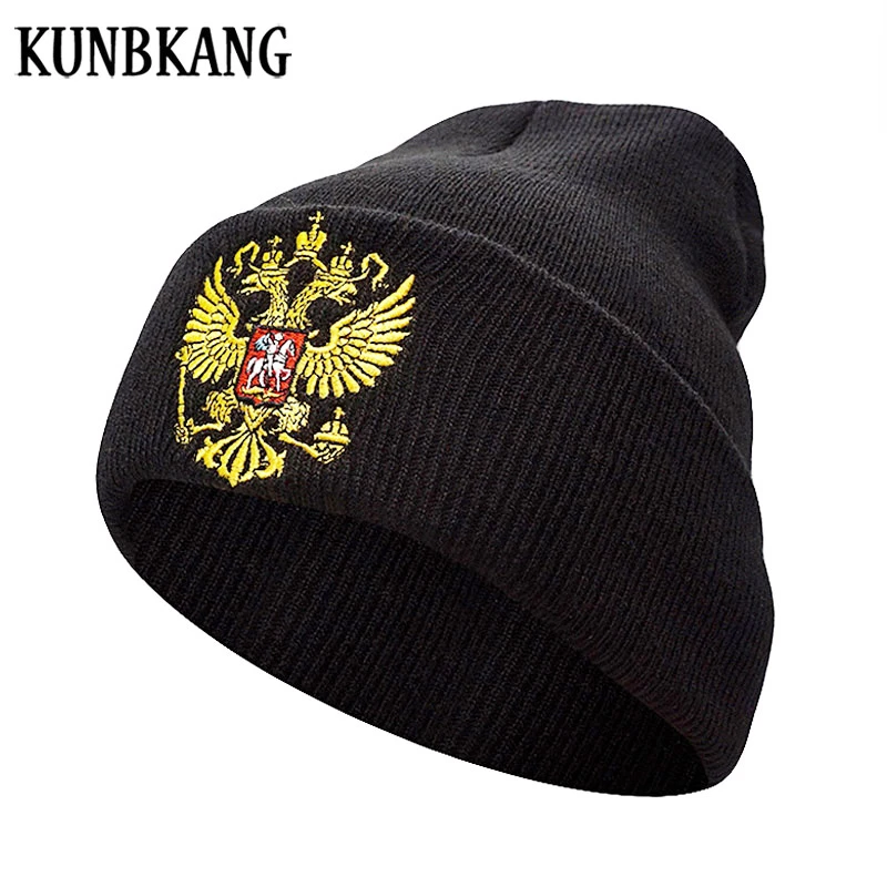 新ロシア冬の帽子メンズ暖かいロシアエンブレムニット帽子skulliesビーニー黒ユニセックス冬カジュアルマスクビーニーニットキャップ Knitted Cap Beanie Knitwinter Hat Aliexpress