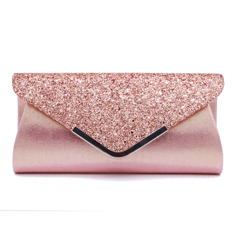 NoEnName 2019 Women's Glitter Shimmer Envelope Ladies Sequins Evening Party Prom Smart Jane Clutch Bag  Handbag 