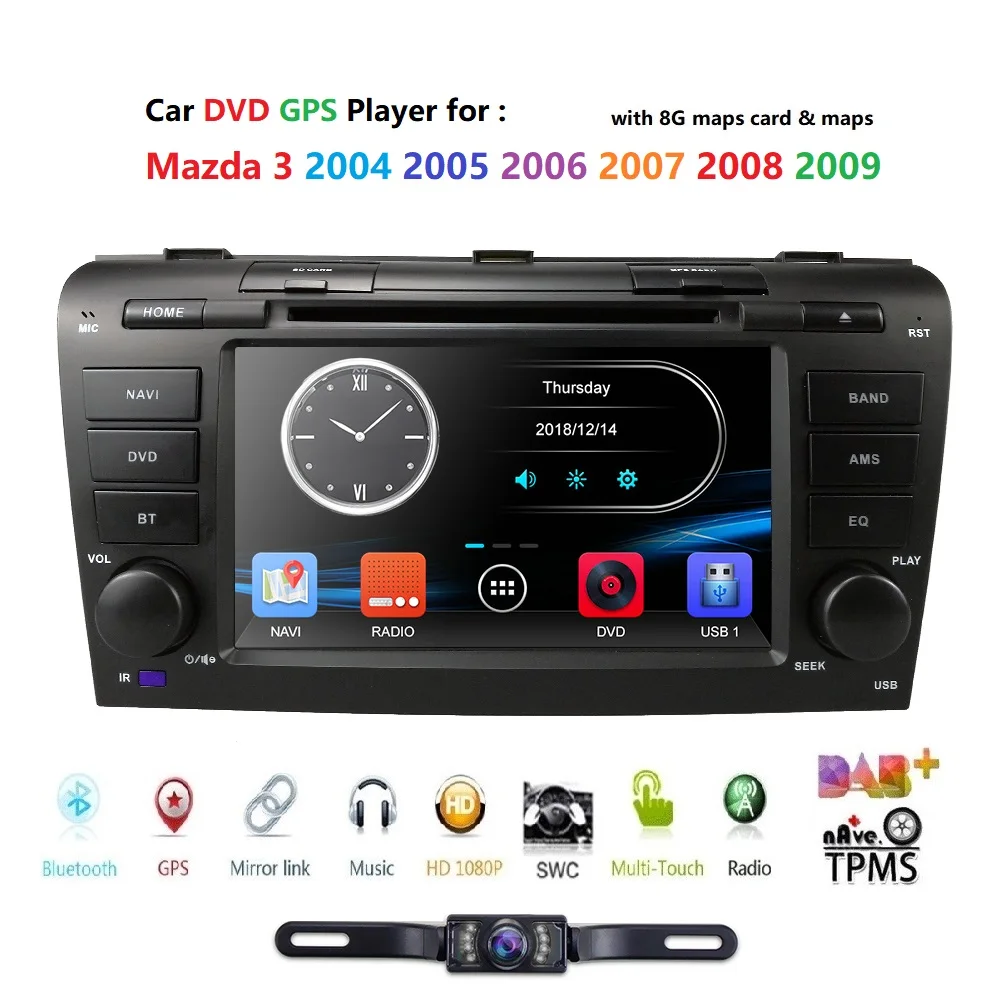 Автомобильный DVD для Mazda 3 2004-2009, навигационная система, мультимедийная система, dvd машина для Мазда 3, радио плеер, gps DAB+ TPMS CAM