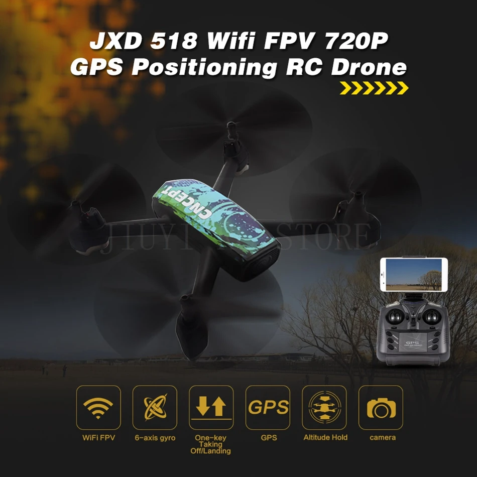 JXD 518 RC Quadcopter 720P HD Camera WIFI FPV GPS Mining Point Drone 2.4GHz 6 Axis Gyro Mini Drone 360 Rotation Headless Mode  (4)