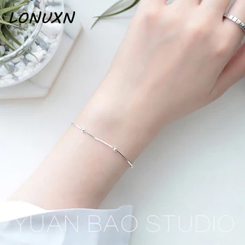 

16.5cm+3.5cm pure Genuine 925 silver Korean slim beads chain Charm bracelet sweet female temperament jewelry girlfriend gift