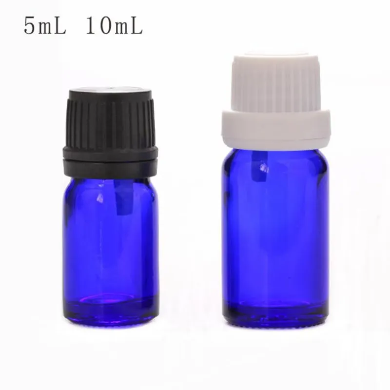 

5ml 10ml Glass Essential Oil Bottle Orifice Reducer & cap Glass Vials Blue Glass oil bottle F20172373