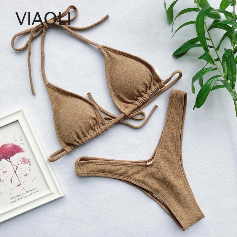 Bikini 2019, traje De baño para mujer, Bikini Sexy De Color liso, traje De baño Push Up, traje De baño para mujer|Bodis| - AliExpress