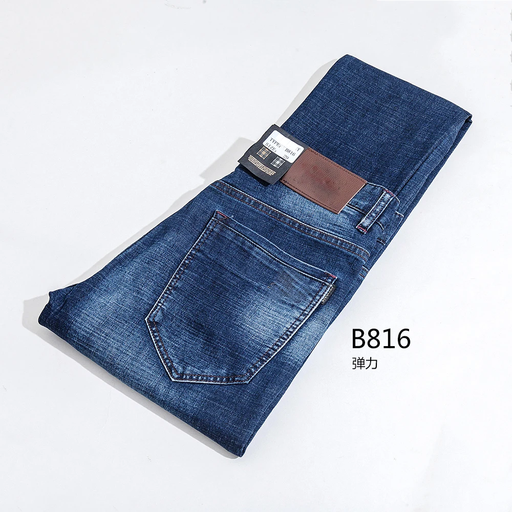 B816 Brand 2018 embroidery jeans for men high quality blue color jeans ...