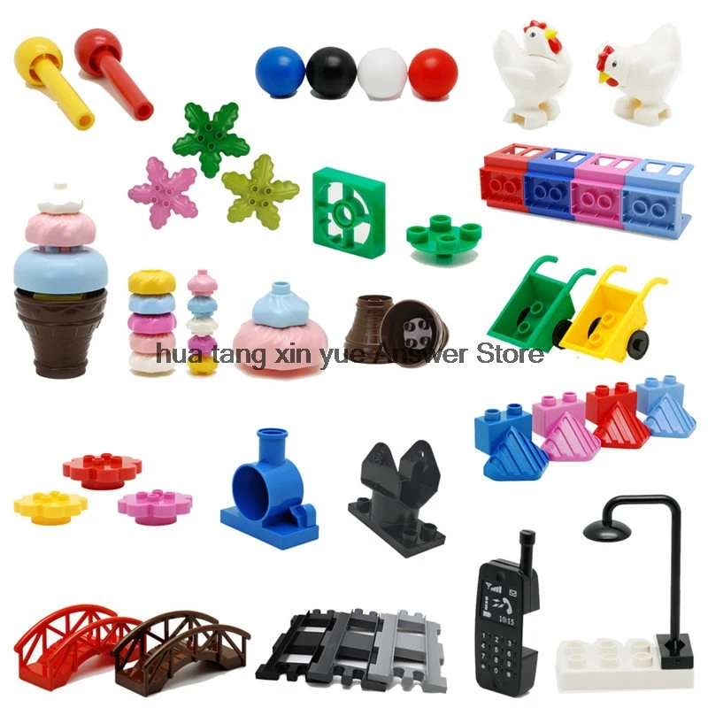 

Duplos Legoly Slide Track Ball floor lamp Birthday Candle Ice Cream Sweet tube Element of life DIY Brick Parts Children Toy Gift