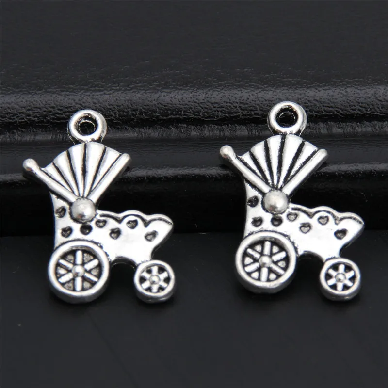 

40PCS Antique Silver Baby Carriage Charms Pendant Jewelry Findings For DIY Bracelet Necklace Making A2953