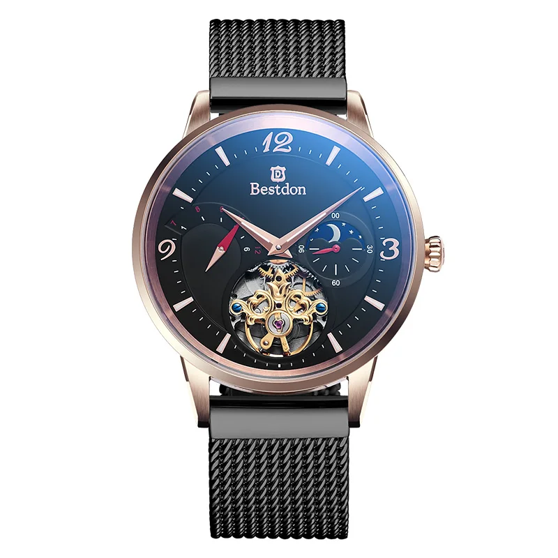 

Bestdon Watch Men Business Clock Mens Watches Brand Luxury Ultra Thin Mesh Band Sport Mechanical Wristwatch Relogio Masculino