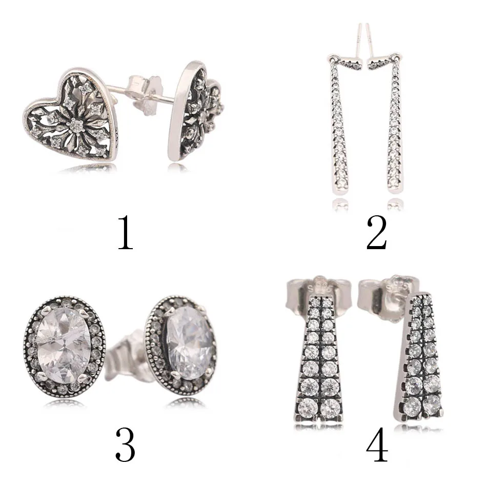 925 Silver Women Shooting Stars Stud Earrings Hearts Of Winter 925 Silver Women Shooting Stars Stud Earrings Hearts Of Winter Vintage Elegance Earring Clear Cz Snowflake Fit Pandora Jewelry