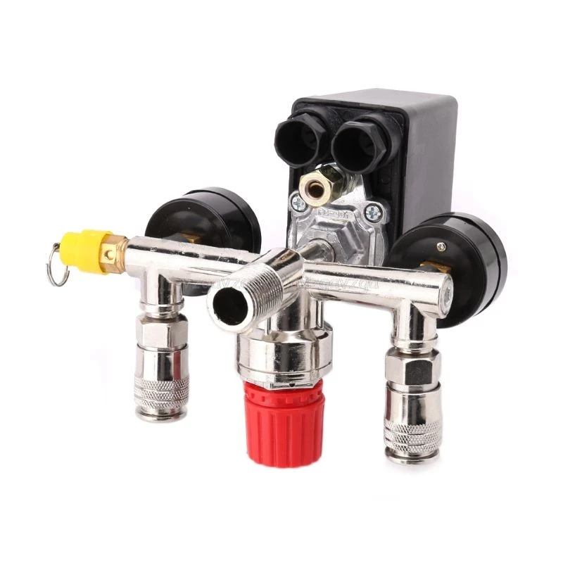 

Air Compressor Pressure Control Switch Valve 0.5-1.25MPa With Manifold Regulator & Gauges Jy05 19 Dropship