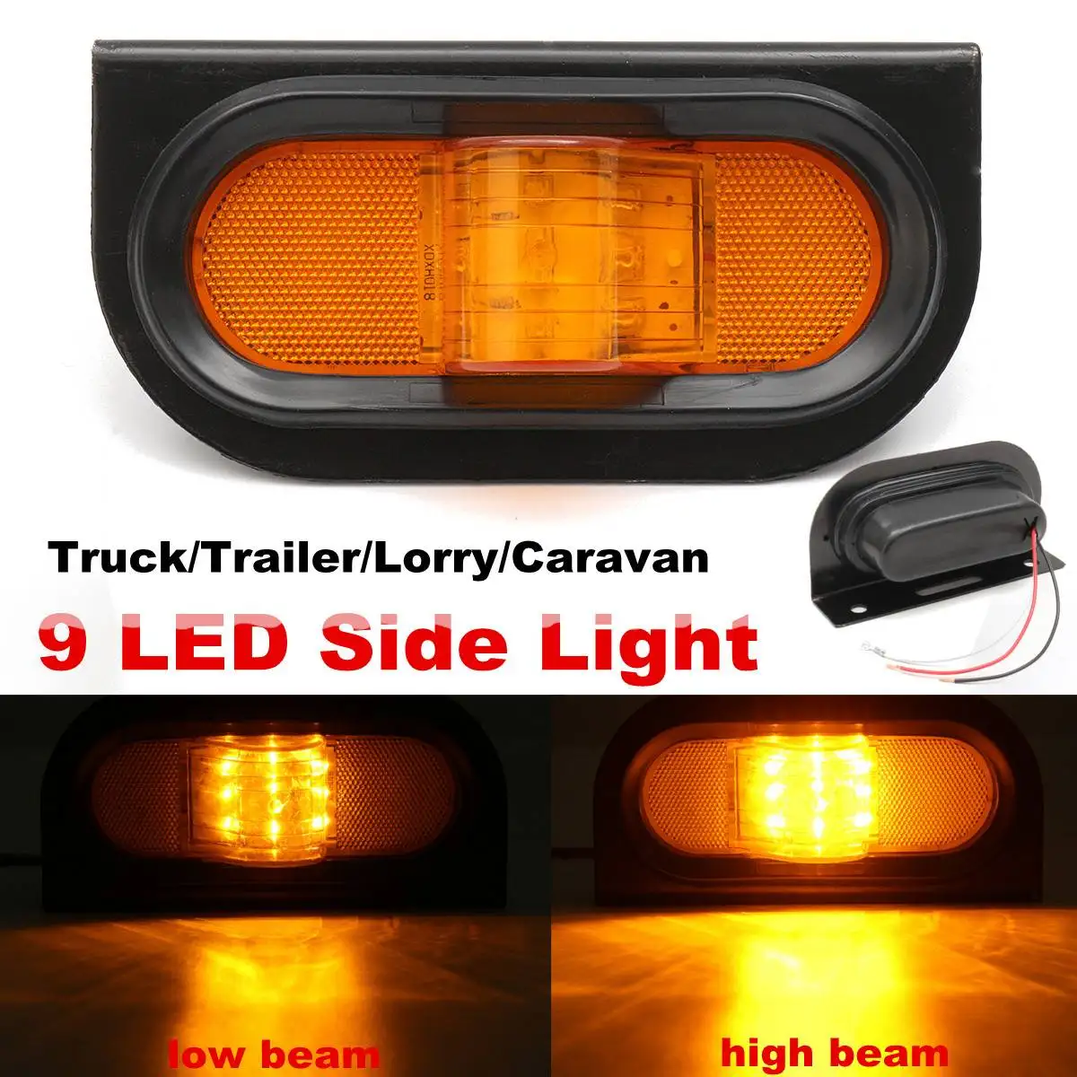 

1PC 12V 9 LED Car Truck Side Marker Light Lamp Side Repeater Signal Lamp Universal For Truck Trailer Lorry Caravan Waterproof