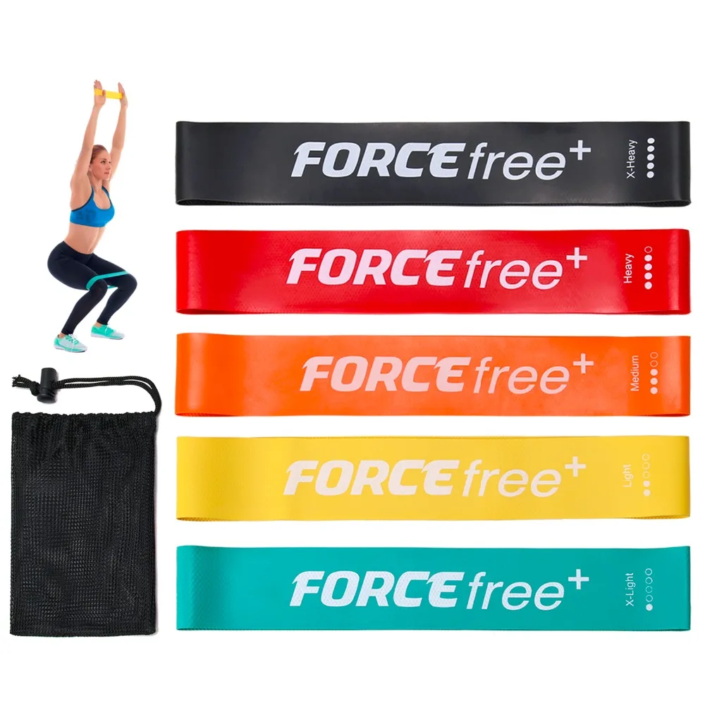

Forcefree+ 5 PCS Non-slip Resistance Loop Bands Set 100% Natural Latex Elastic Band for Fitness Expander with Carry Bag