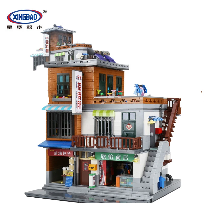 

Genuine XingBao 01013 2706 pcs Creative MOC City Series The Urban Village Set Building Blocks Bricks Educational Toys Model Gift