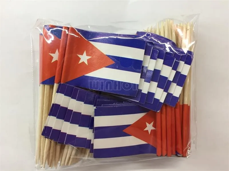 

Mini 300pcs Cuba Toothpick Flags Paper Food Picks Dinner CakeToothpicks Cupcake Decoration Fruit Cocktail Sticks Party Supplies