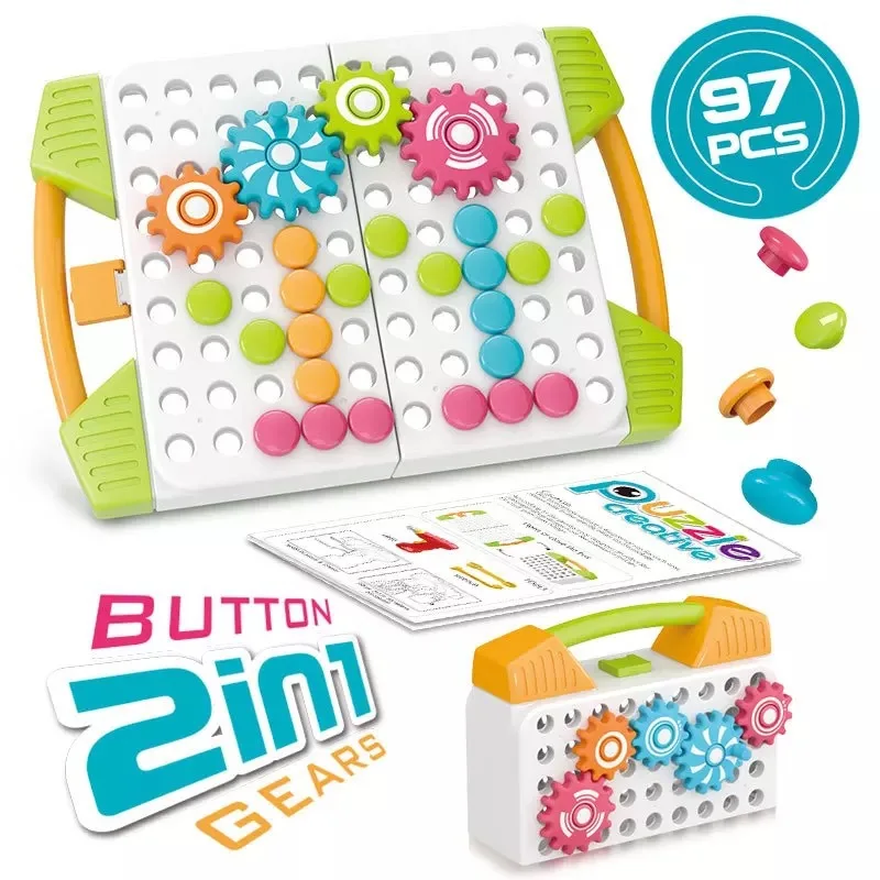 Billig Getriebe Bausteine Pilz Nägel Pegboard Spielzeug Kinder STEM Lernen Spielzeug mit Bohrer Mosaik Kunst Kit 3D Bau Spielzeug Jungen geschenk
