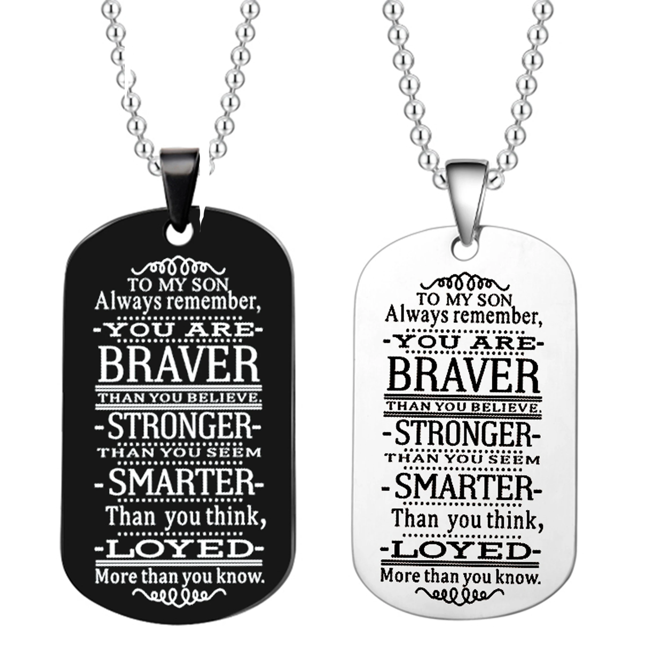 

Customed Necklaces Dog Tags Dad\mom To Son\daugthter Pendant Personalized Necklace Metal Military Dog Tag Engraving Steel Gift