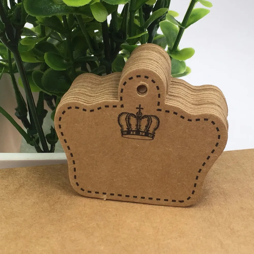

100 pcs 5x4cm Paper Tags Crown Gift Decoration for Wedding/Xmas Note DIY Blank price Hang tag/ gift tag