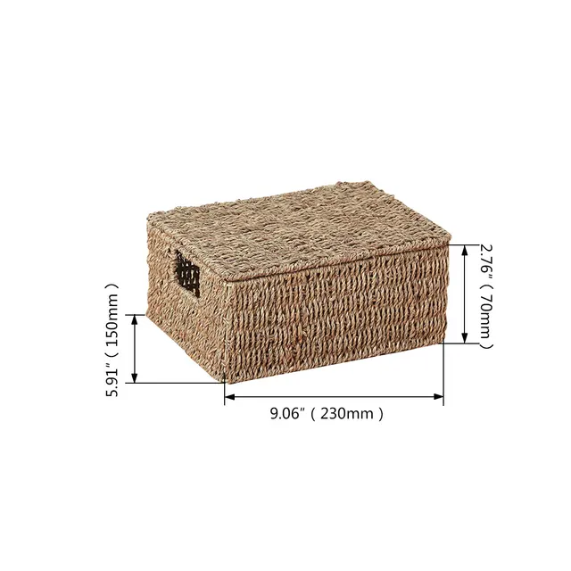Seagrass Natural canasta de almacenamiento con tapa y caja de pañuelos
