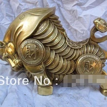 Китайский классический латунь медь приносить Богатство Благоприятный бык, Мул Статуэтка фэншуй