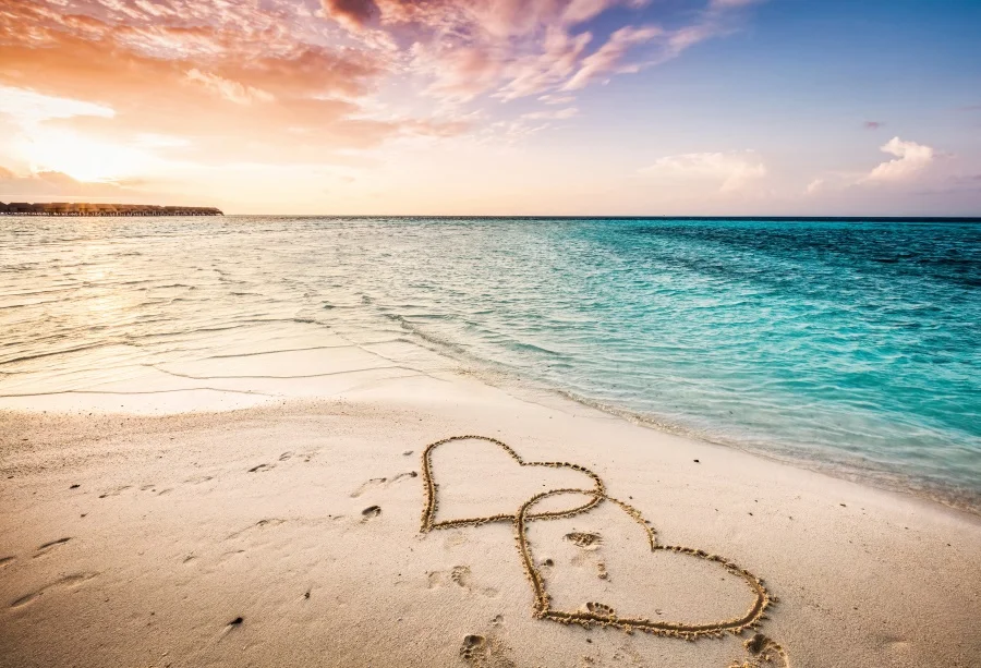 Tropical Sea Beach Sand Love Heart Aurora Holiday Baby Scenic Photography Backdrops Photo Backgrounds Photocall Photo Studio