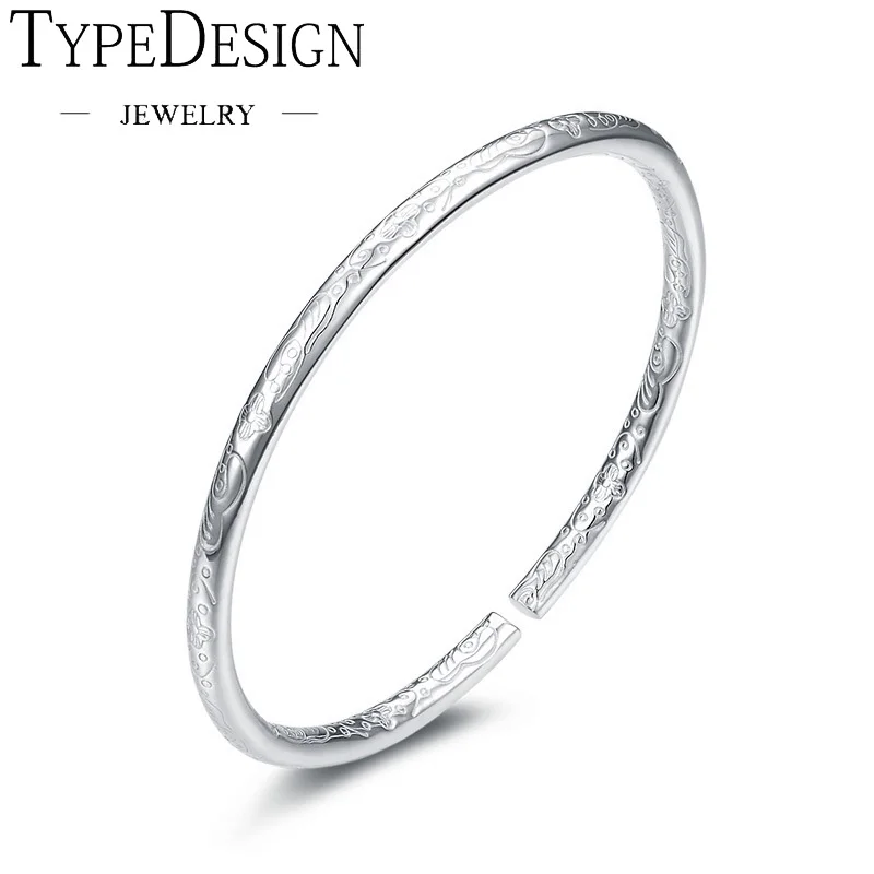 

silver 999 bracelet Bohemian Retro Silver Bangles For Women Men Handmade Silver Carved Plum Cuff Bracelets pulseira feminina