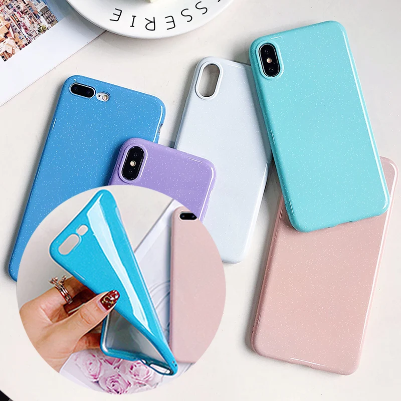 Чехол для iphone x xs max xr блестящий эпоксидный силиконовый чехол 6 6s 7 8 plus простой цвет
