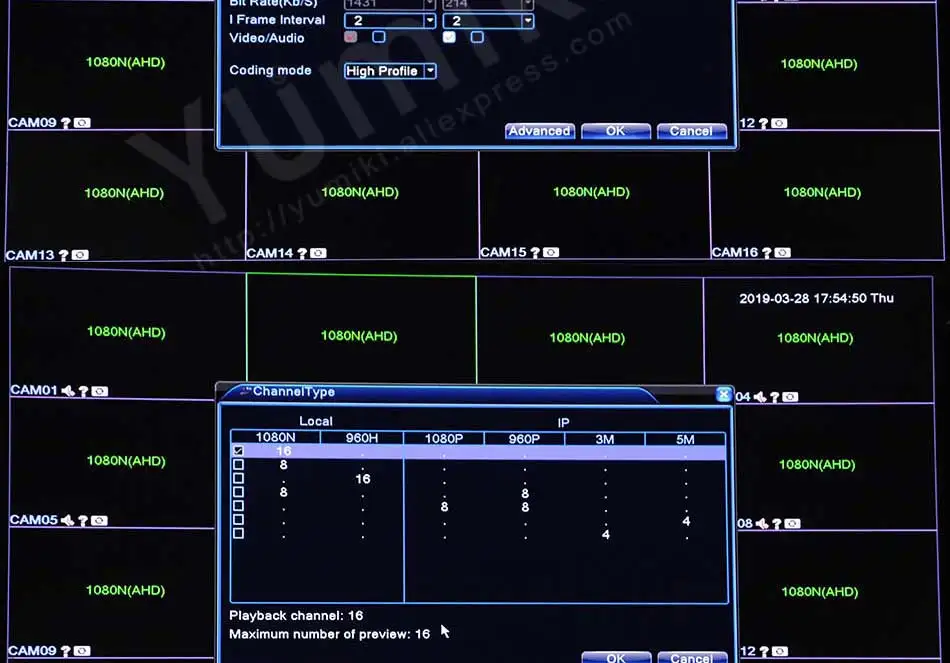5 в 1 4CH/8CH/16CH AHD DVR видеонаблюдения рекордер наружного наблюдения DVR 1080N Гибридный плата DVR для аналоговых AHD CVI TVI IP