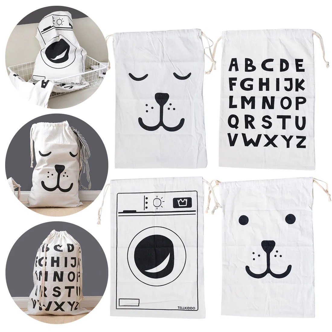 كبيرة الكرتون الرباط الاطفال لعبة حقيبة التخزين الطفل الملابس الملابس حقيبة الغسيل الأطفال غرفة المنظم الحقيبة