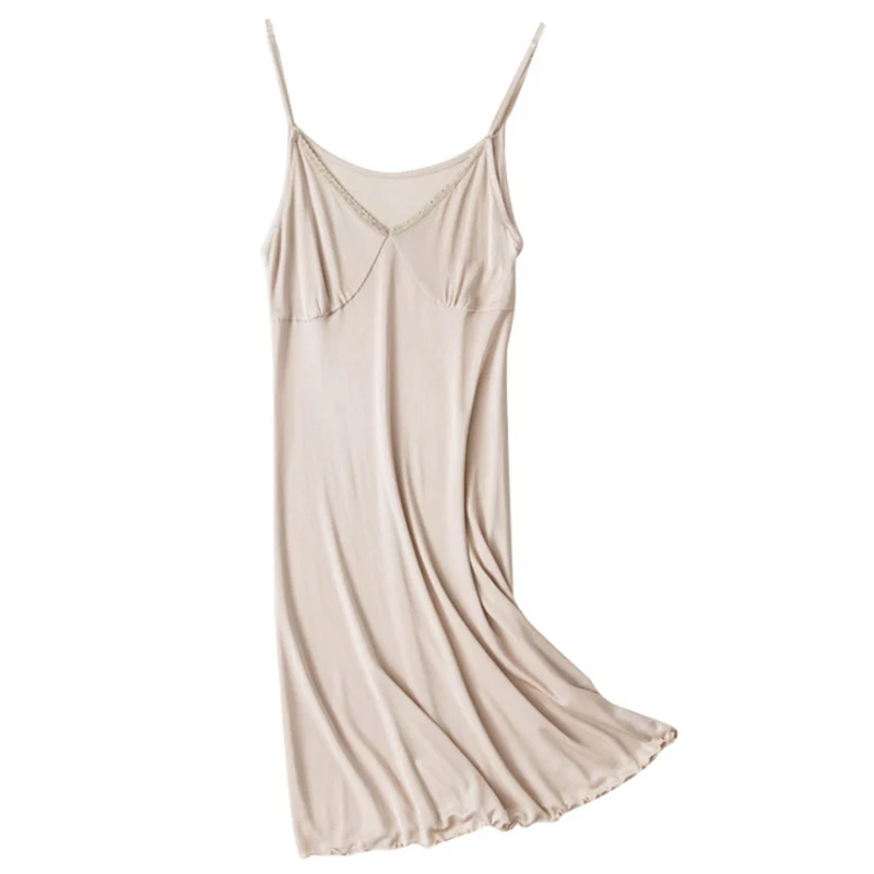 

100% Mulberry Silk Knitted Nightgown Fashion Night Dress Summer Dress Skirt Lace Soft Cool Adjustable