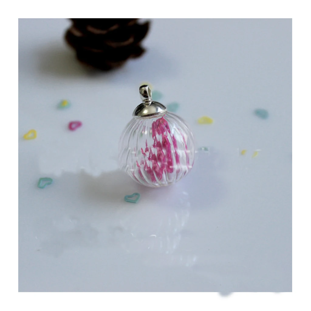 10 Pieces Clear Pumpkin Glass Globe Ball Bottle Wishing Charm Pendant DIY Jewelry Making 