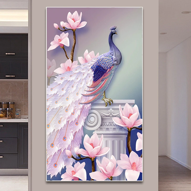 Simple and Quietly Elegant Vertical Peacock Diamond Painting Flowers