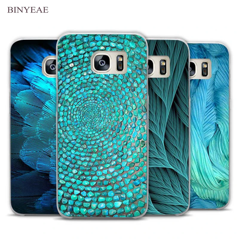 

BINYEAE feather blue Clear Phone Case Cover for Samsung Galaxy Note 2 3 4 5 7 S3 S4 S5 Mini S6 S7 S8 Edge Plus