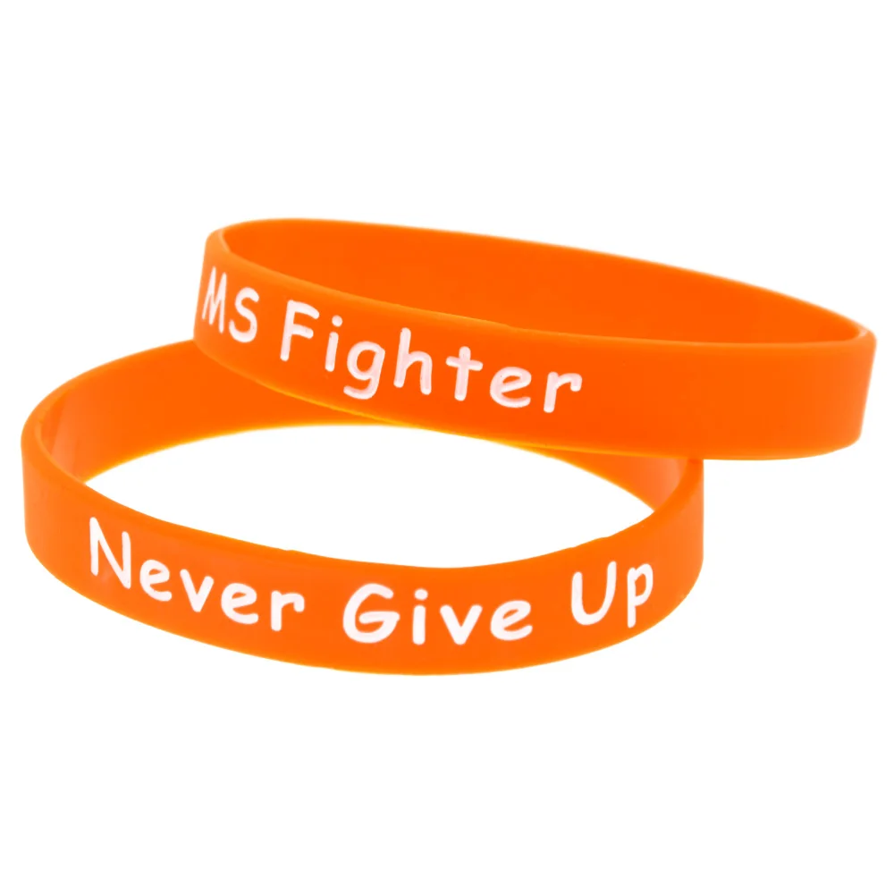 (OBH) 50 шт в наборе г-жа Fighter &quotNever Give Up&quot силиконовый браслет оранжевый рекламных