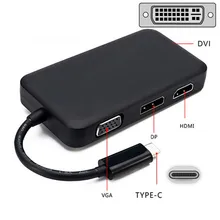 USB-C USB 3.1 Type C to HDMI Digital AV & DVI &VGA & DP DisplayPort Combo 4 in 1 Adapter for Laptop & Notebook