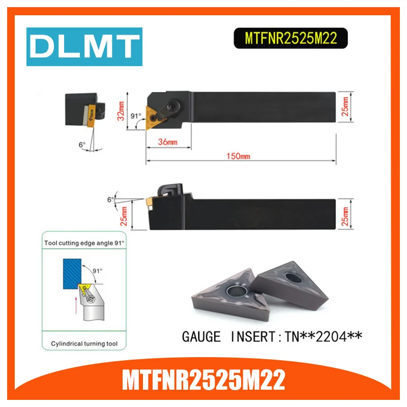Держатель внешнего токарного инструмента MTFNR2525 M22 для TNMG220404 TNMG220408 используется