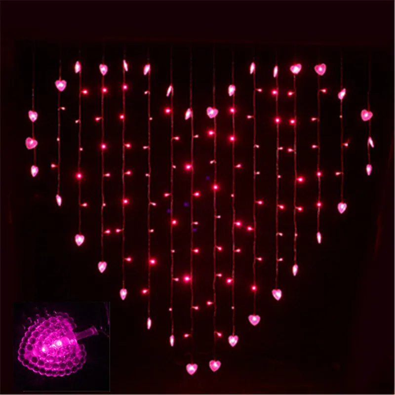 YIYANG 2M x 1.5m Heart Shape 128 Hearts Multicolor LED String Holiday