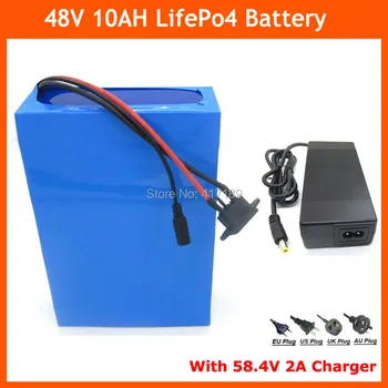 

16S 48V 10AH LiFePO4 battery Pack 500W 48V Electric Bike battery with PVC case 15A BMS 58.4V 2A charger Free shipping