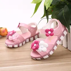 Новые детские летние сандалии на мягкой подошве дышащая обувь принцесса для девочек цветок прекрасный Детская обувь студент Детские