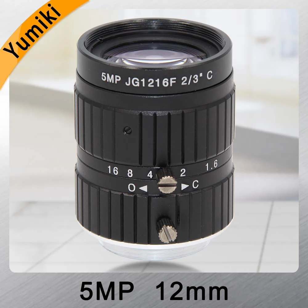 

Yumiki HD 5MP CCTV Camera Lens 12mm F1.6 Aperture 2/3" Image Format Mount C Industrial Security Road monitoring
