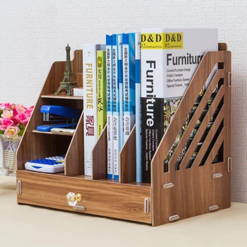 

Simple Desktop Storage Box File Information Data Books Magazine Documents Organizer Case Wooden Drawer Bookshelf